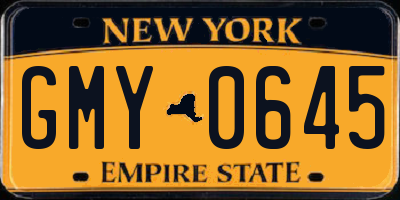 NY license plate GMY0645