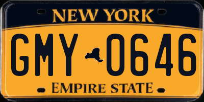 NY license plate GMY0646