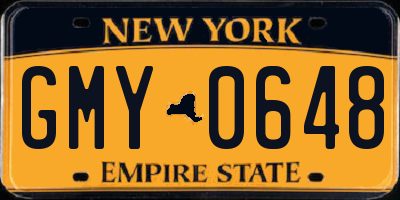 NY license plate GMY0648