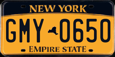 NY license plate GMY0650
