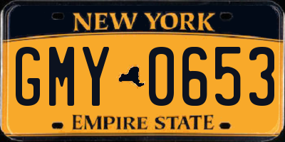 NY license plate GMY0653