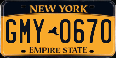 NY license plate GMY0670