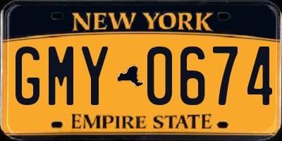 NY license plate GMY0674