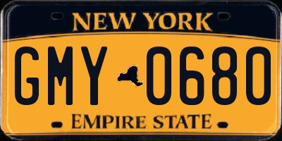NY license plate GMY0680
