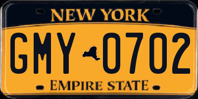 NY license plate GMY0702
