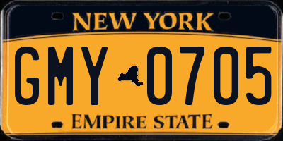NY license plate GMY0705