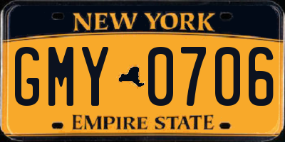NY license plate GMY0706