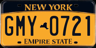 NY license plate GMY0721