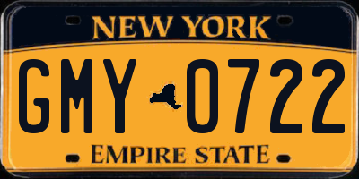 NY license plate GMY0722