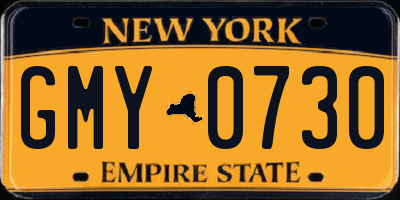 NY license plate GMY0730