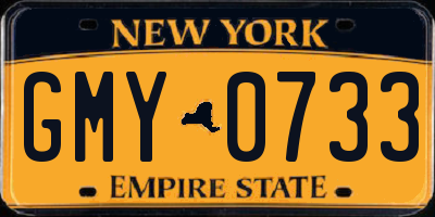 NY license plate GMY0733