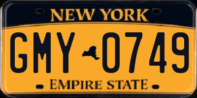 NY license plate GMY0749