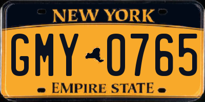 NY license plate GMY0765