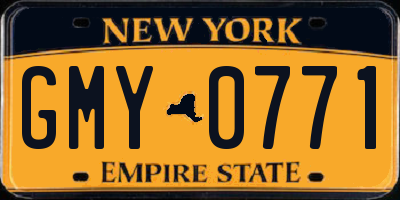 NY license plate GMY0771