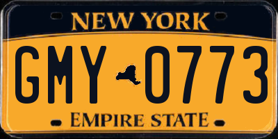 NY license plate GMY0773