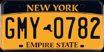 NY license plate GMY0782