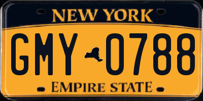 NY license plate GMY0788