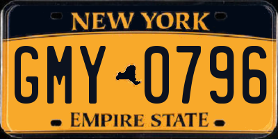 NY license plate GMY0796