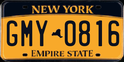 NY license plate GMY0816