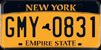 NY license plate GMY0831