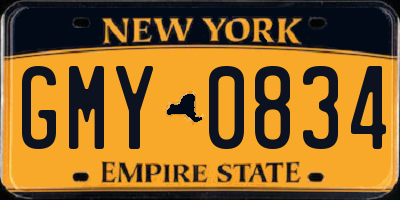 NY license plate GMY0834