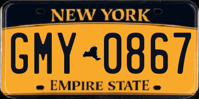 NY license plate GMY0867