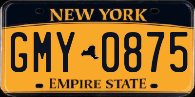 NY license plate GMY0875
