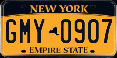 NY license plate GMY0907