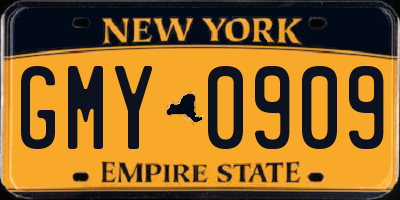 NY license plate GMY0909
