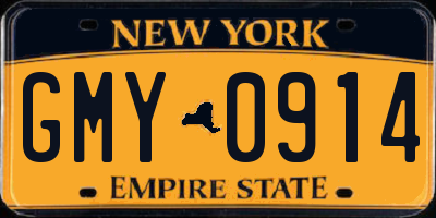 NY license plate GMY0914