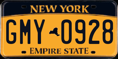NY license plate GMY0928