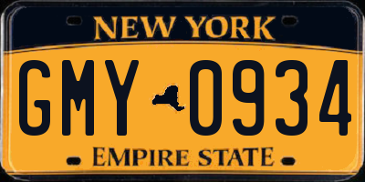 NY license plate GMY0934