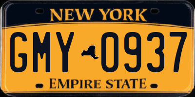 NY license plate GMY0937