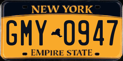 NY license plate GMY0947