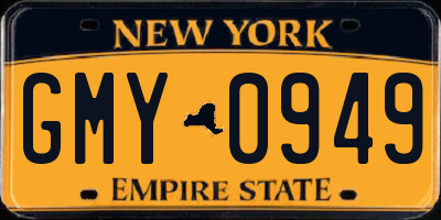 NY license plate GMY0949