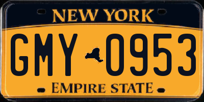 NY license plate GMY0953