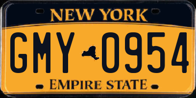NY license plate GMY0954