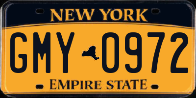 NY license plate GMY0972