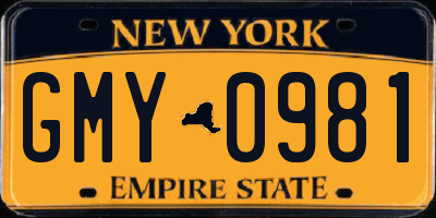 NY license plate GMY0981