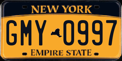 NY license plate GMY0997