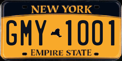 NY license plate GMY1001