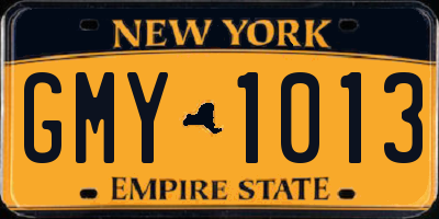 NY license plate GMY1013