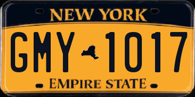 NY license plate GMY1017
