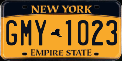 NY license plate GMY1023