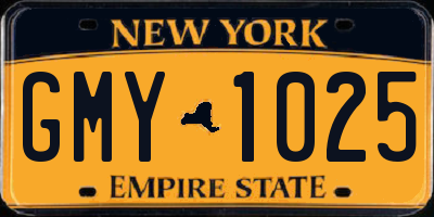 NY license plate GMY1025
