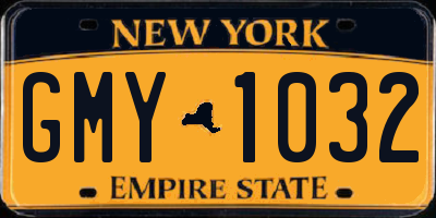 NY license plate GMY1032