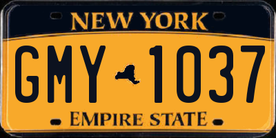 NY license plate GMY1037