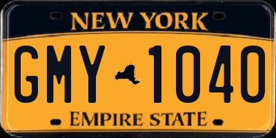 NY license plate GMY1040