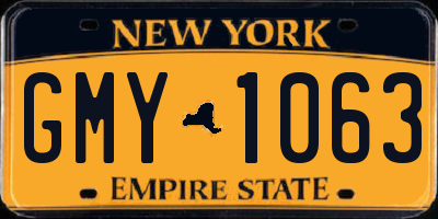 NY license plate GMY1063