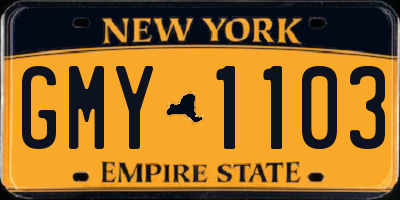 NY license plate GMY1103